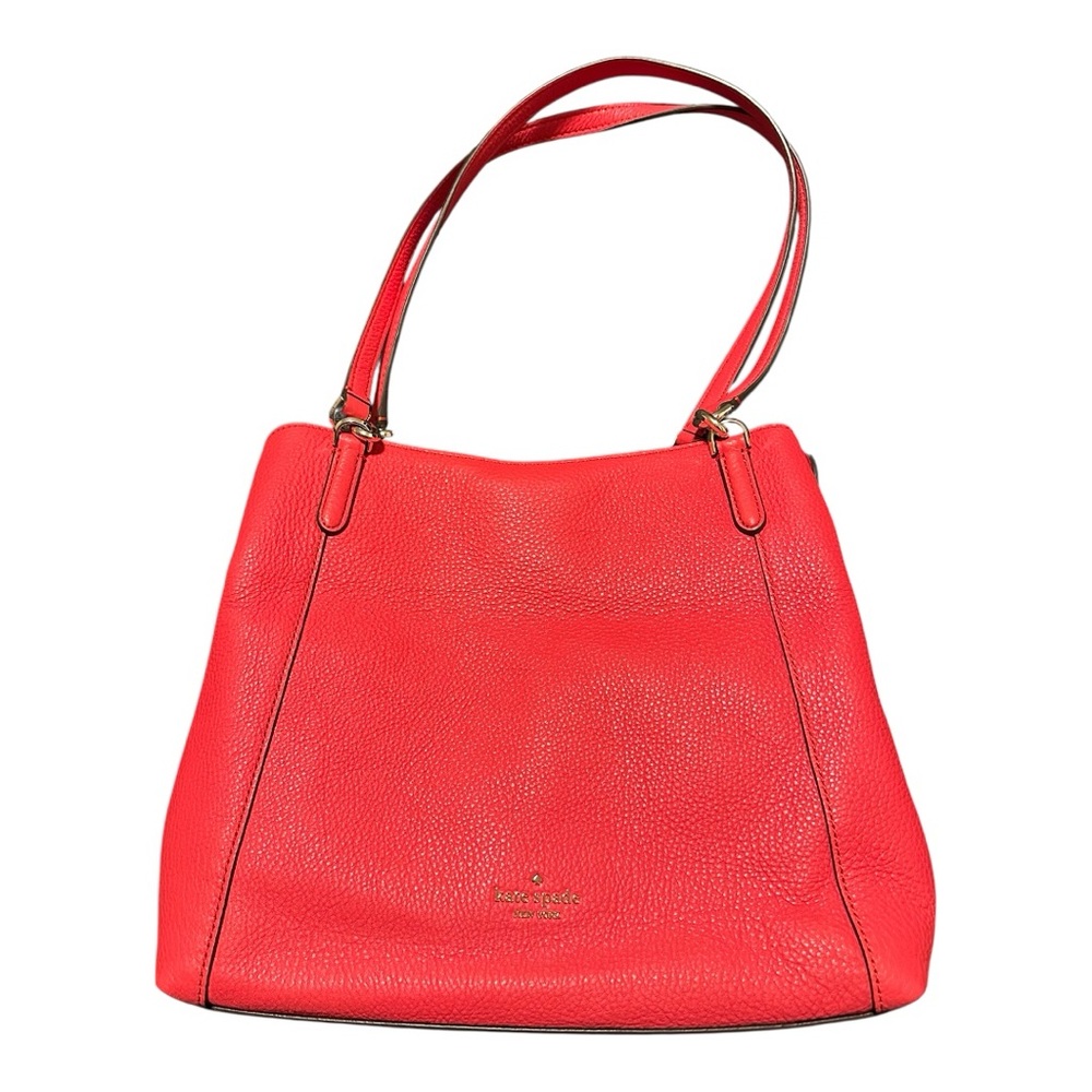 Kate Spade Red Leather Jackson Medium Triple Compartment Shoulder Bag